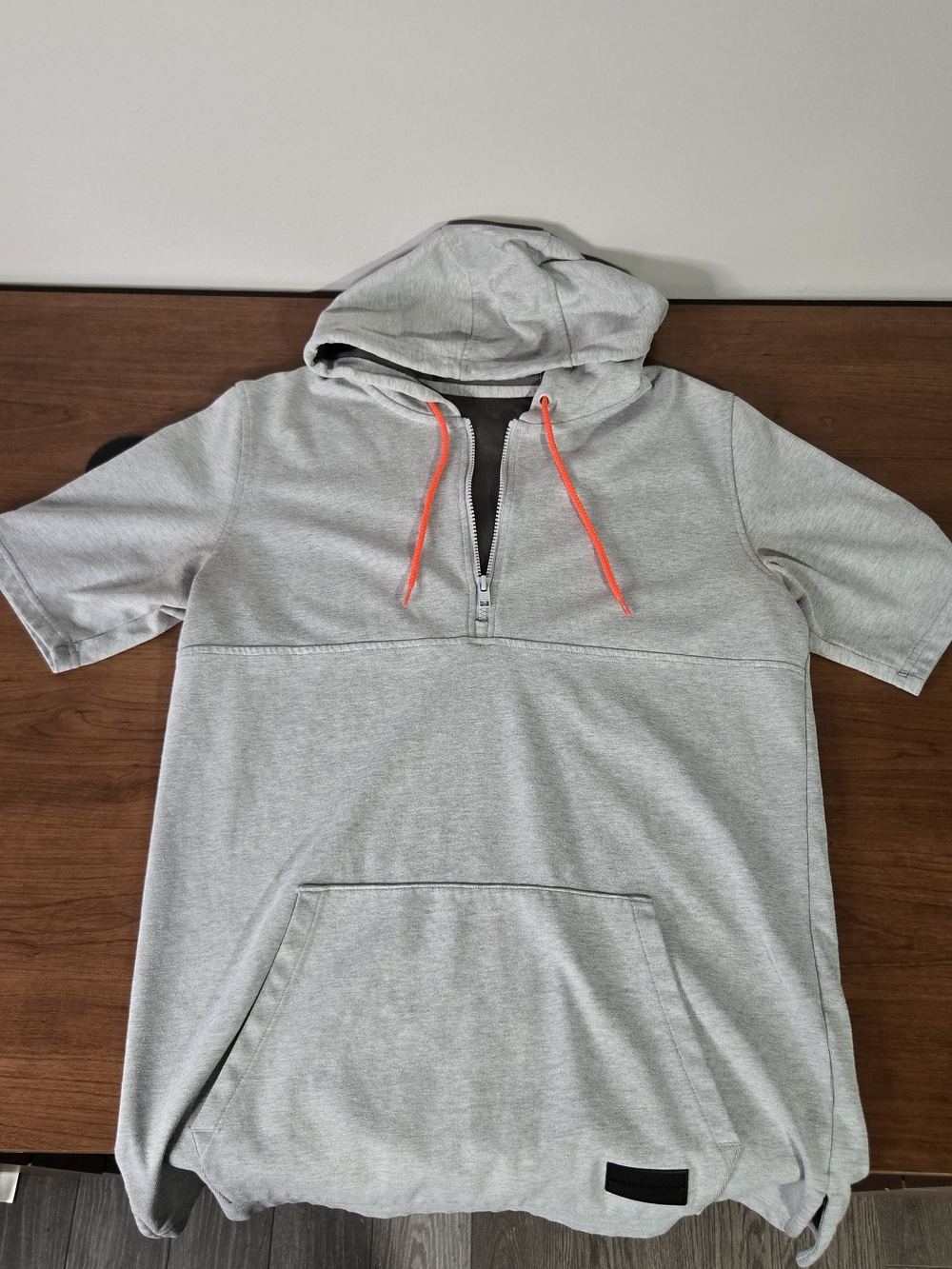 Under Armour Light Gray Short-Sleeve Hooded Pullover with Orange Drawstrings
